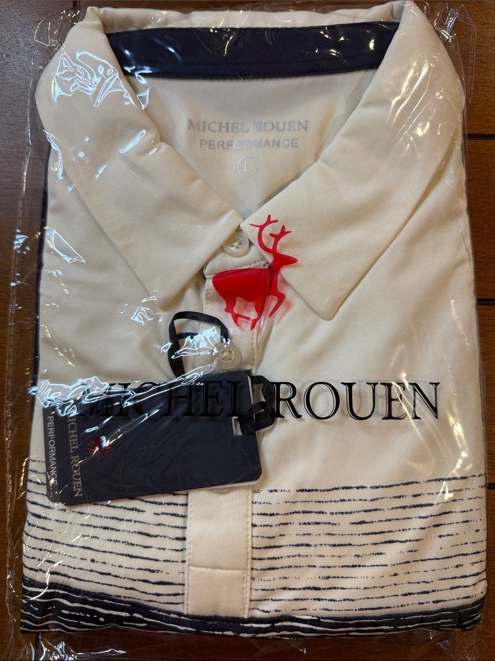 Men's White Polo Shirt with Navy Trim